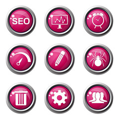 SEO Internet Sign Pink Vector Button Icon Design Set 8