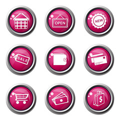 Shopping Sign Pink Vector Button Icon Design Set 2