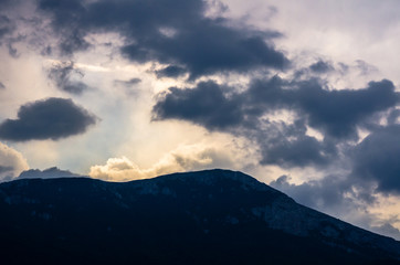 Fototapeta na wymiar Sunset view on mountain in Crimea