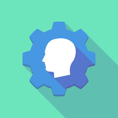 Long shadow gear icon with a male head