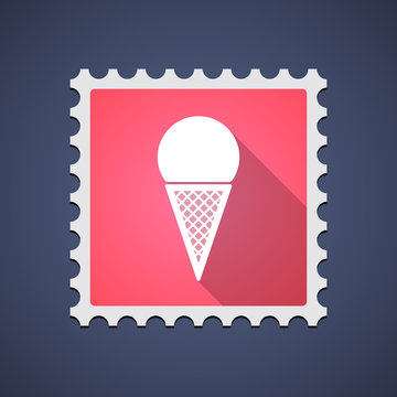 Red mail stamp icon with a cone ice cream