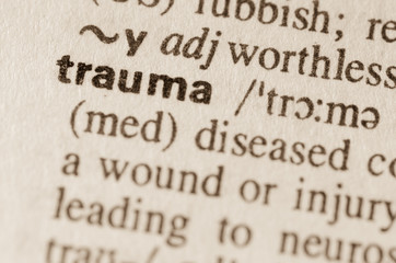 Dictionary definition of word trauma - obrazy, fototapety, plakaty
