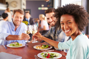 Group of friends at lunch in a restaurant