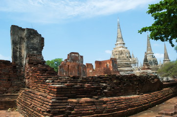 Fototapeta premium Beautiful ancient art in buddha at Wat Yai Chaimongkol, Ayutthaya,