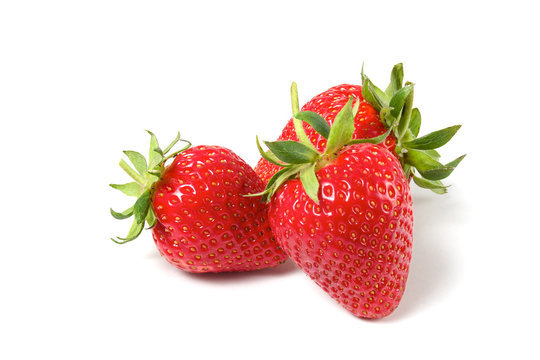 fresh strawberries isolated on white