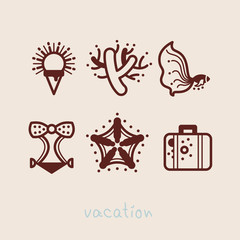 summer holidays icon collection vector illustration
