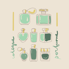 collection of perfume bottles illustration