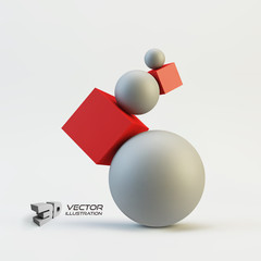 Composition of 3d geometric shapes. Vector Illustration.  
