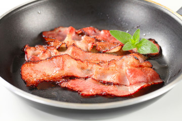 Pan fried bacon