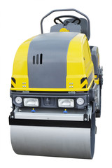 The image of a road roller under the white background