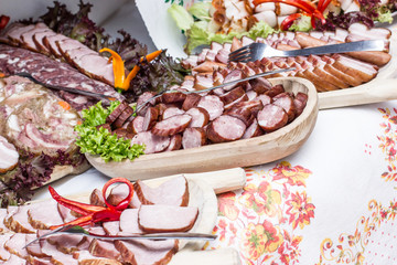 Fat meat slices texture.