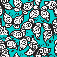 Seamless background with butterflies