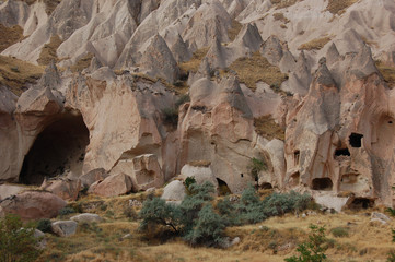 Ortahisar cave city in Cappadocia, Turkey