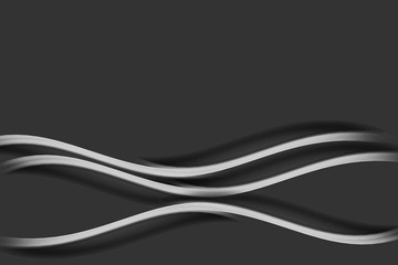 Silver 3d waves on grey background