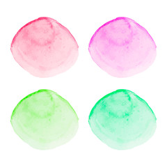 watercolor green and pink round stains