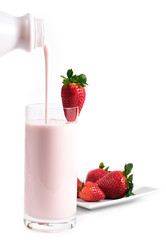 Strawberry Kefir - Yogurt Drink and fresh strawberries. 