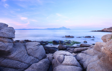 Rocky coastline and a beautiful clear water at Halkidiki Sithoni
