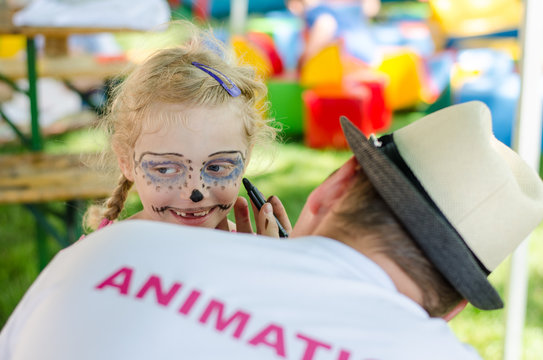 Happy Girl With Facepainting