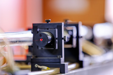 Fototapeta na wymiar Red laser in laboratory