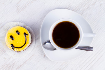 Coffee cup and smile cake