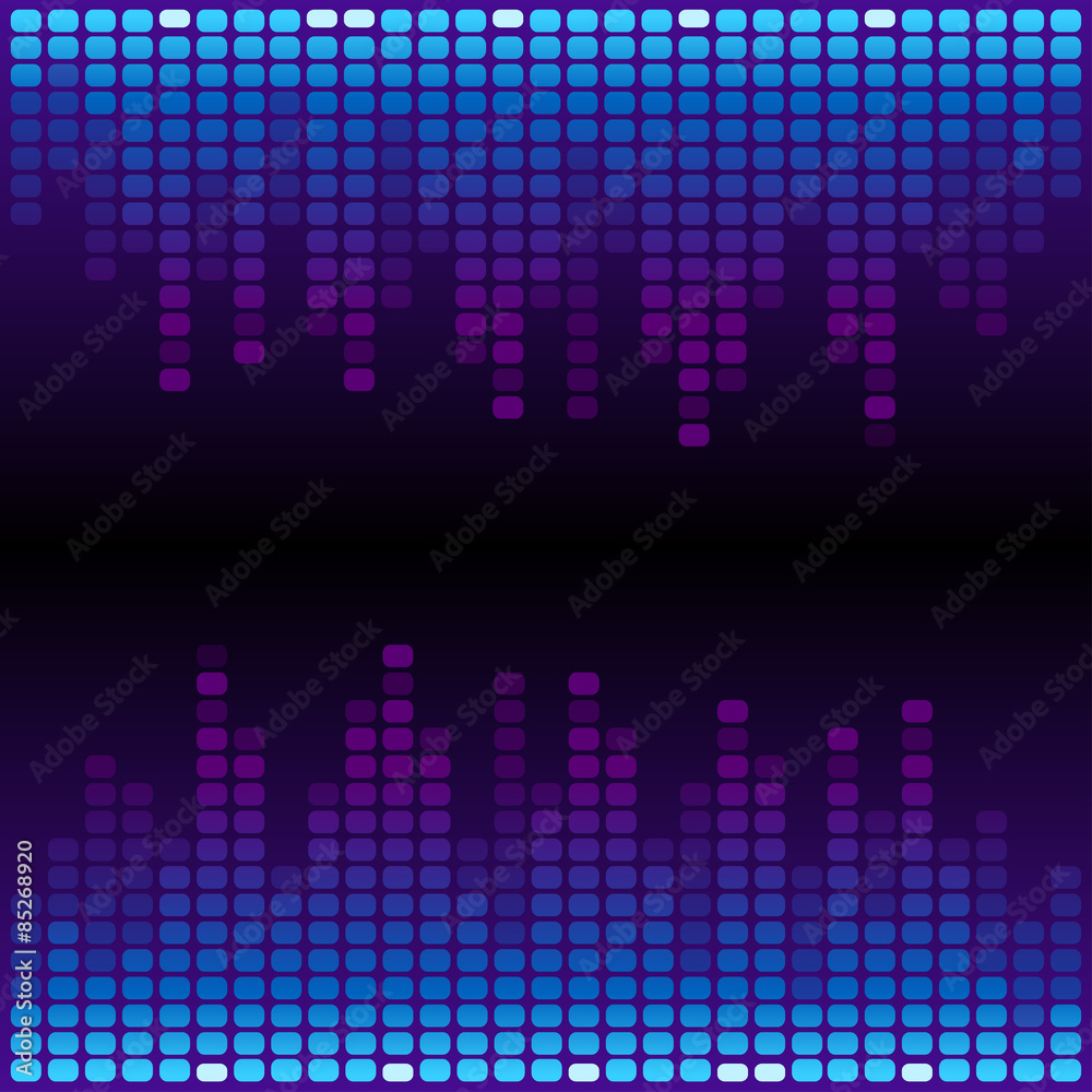 Wall mural Blue and purple digital equalizer background