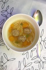 Soup with meat balls and carrot