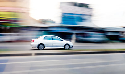 Plakat Motion blur background : car running on road ,blurred background