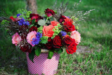 Bunch of flowers with roses