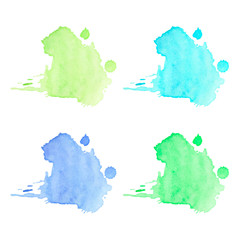 blue and green watercolor stains