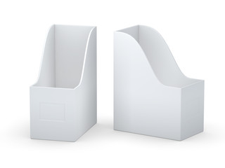 White curve blank  file holder for document or magazine with clipping path
