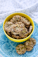 Wholesome cookies with sesame and pumpkin seeds