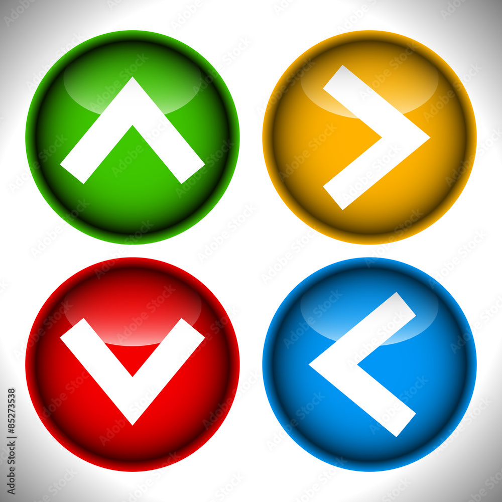 Poster Set of arrow buttons, arrow icon. Vector graphics.