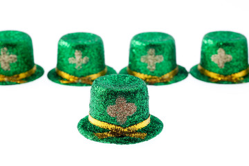 St. Patrick's Day Leprechaun Hats on white background. 