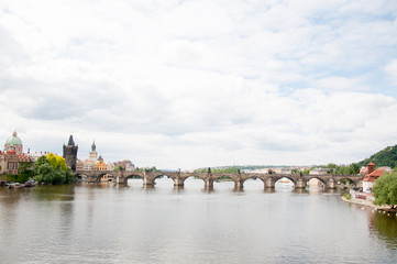 Obraz premium Moldava river and charles bridge