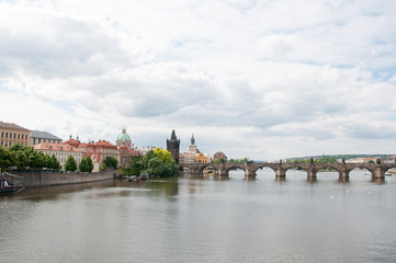 Moldava river and charles bridge