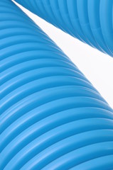 Blue curvilinear tubes for industry