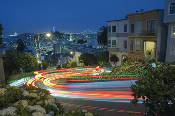 Famous Attraction Lombard Stret in San Francisco at Night