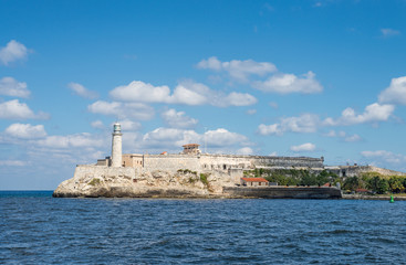 Fototapeta na wymiar The historic fortress and lighthouse of El Morro in the entrance of Havana Bay, Cuba.