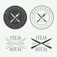 Set of vintage restaurant logo, badge and emblem