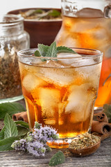 Homemade and healthy refreshing iced mint tea