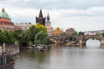 Moldava river and charles bridge