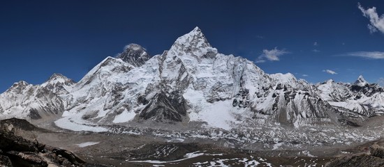 Fototapeta na wymiar Nuptse, Mt Everest and Khumbu Glacier
