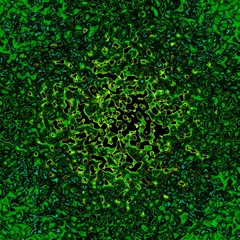 Green liquid metal texture or background with blue and yellow glow