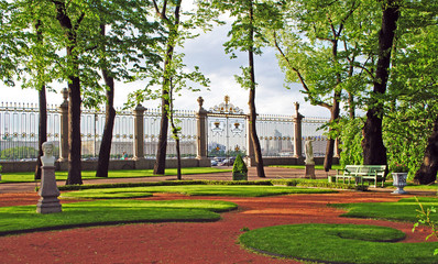Summer garden in Saint Petersburg
