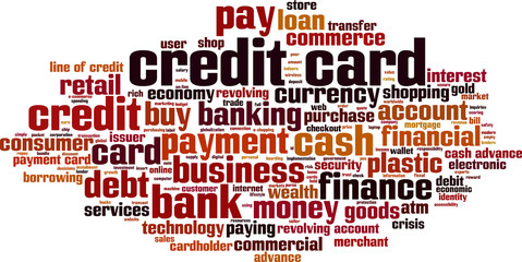 Credit card shopping word cloud concept. Vector illustration