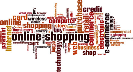 Online shopping word cloud concept. Vector illustration