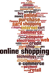 Fototapeta premium Online shopping word cloud concept. Vector illustration