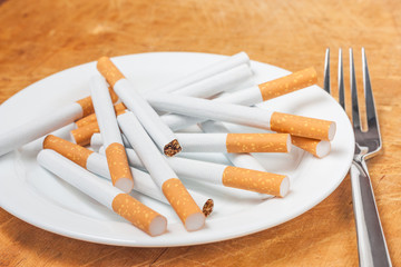 Cigarettes on a plate