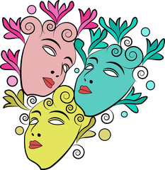 vector illustration of a colored masks set