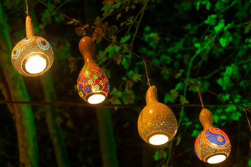 calabash gourd lights decoration in garden